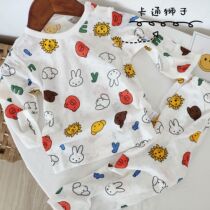 Childrens pajamas spring and autumn thin long sleeve cotton girls boys summer baby baby home clothes air conditioning clothes cute