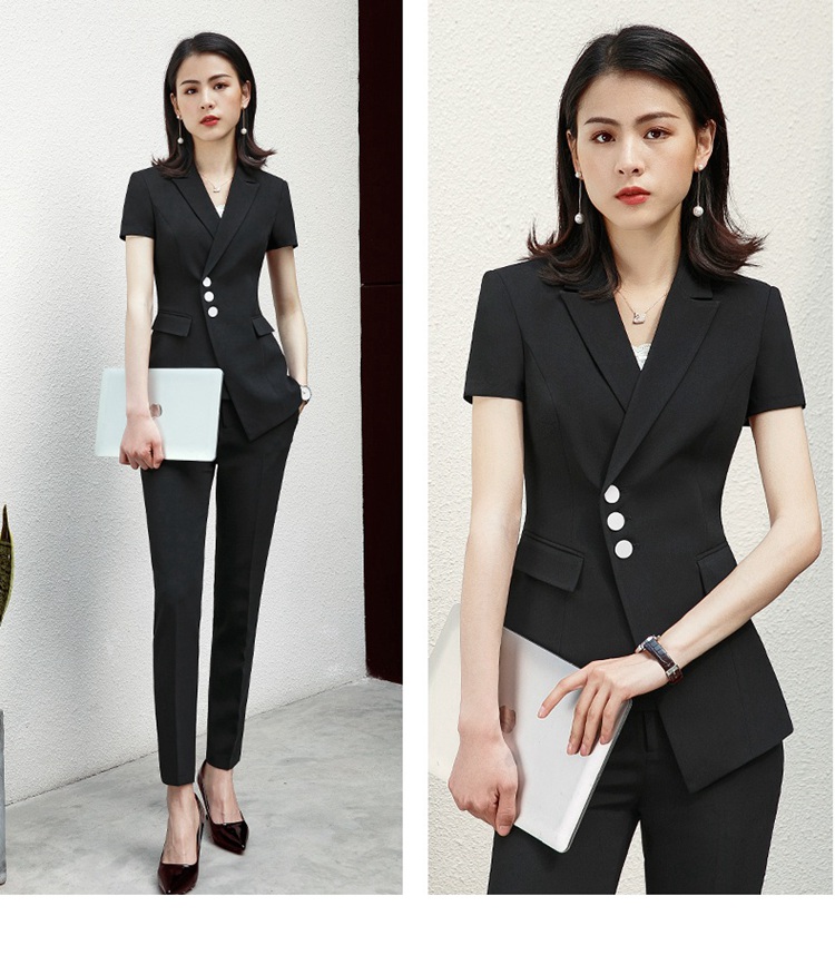 Quần trắng công sở phù hợp với nữ 2018 mới hè ngắn tay nữ nhỏ nước hoa thời trang phù hợp với khí chất - Bộ đồ trang phục mùa đông cho nữ