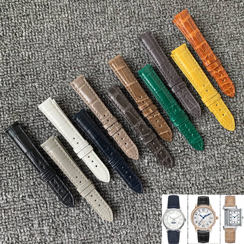 Suitable for Jaeger-Lecoultre Datejust Flip Moon Phase Master Crocodile Leather Strap Blancpain 3663 Moon 6126 Women's Genuine Leather Strap