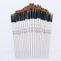 Short rod nylon hair oblique peak tongue front brush set 24 pieces Gouache watercolor pen Acrylic brush Oil painting pen