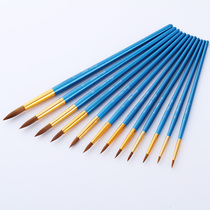 12 blue rod nylon hair round head flat head combination gouache watercolor pen Acrylic brush art pen