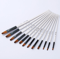 Watercolor pen set Nylon hair flat head brush 12 pieces Shell white wood watercolor acrylic brush