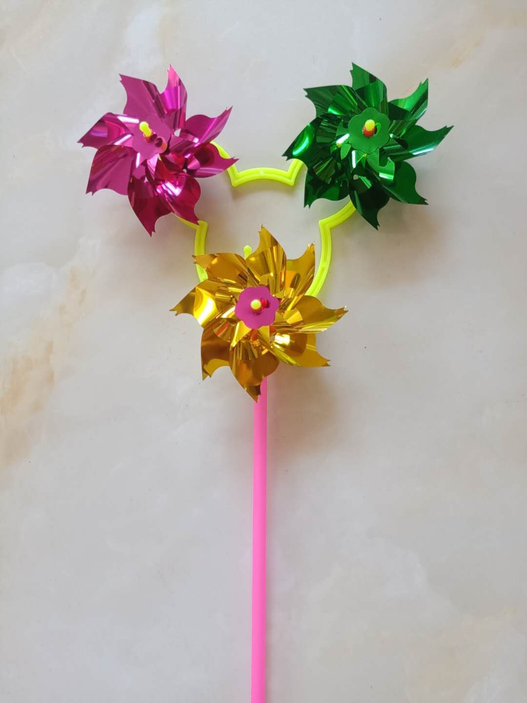 Sequin Color 3 Wheel Plastics windmill Children's Toys Ideas outdoors Handmade with nostalgic toys Pushy Gifts