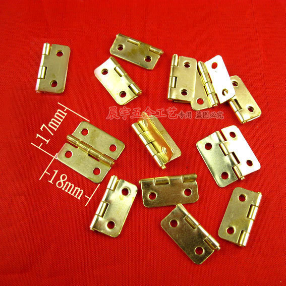 Golden mini - tip 6 - point round corner chain iron - fitting jewelry box copper folding hardware accessories hinge