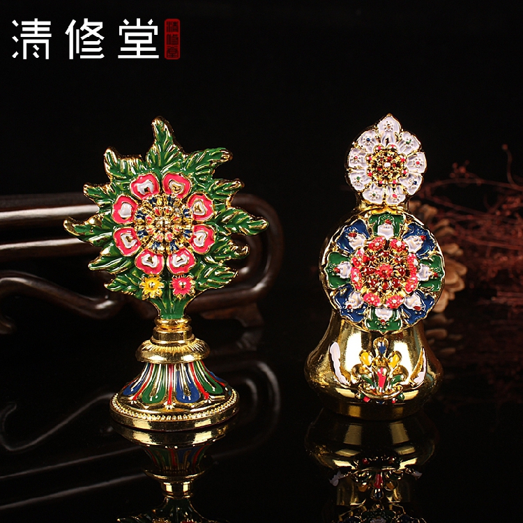 Tibetan Buddhism Supplies Dense Religious-ware Gilded Painted eight for Dora Gallop Butter Flowers Accumulats 8cm High