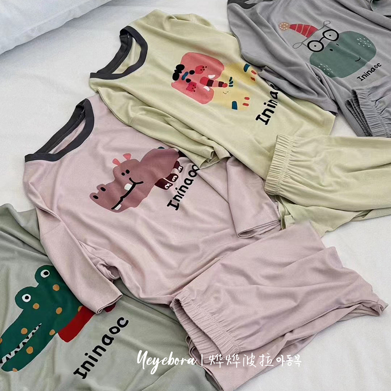 Boys' Home Clothes, Girls' New Pajama Sets, 2026 Summer Clothes, Kidsren's Cartoon Air-Conditioning Shirts, Two-Piece Sets for Older Kidsren