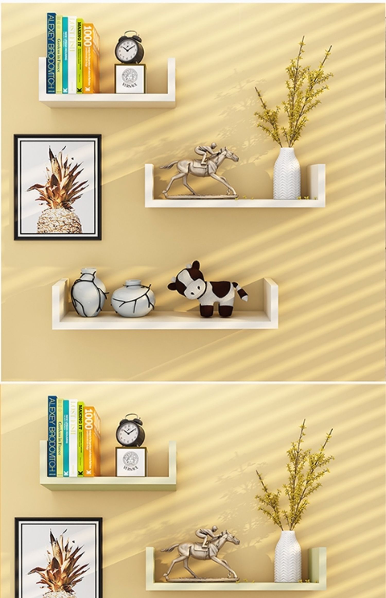 Kệ treo tường phòng khách Khung trang trí kệ treo tường sáng tạo vách ngăn phòng ngủ đơn giản kệ tường đấm miễn phí - Kệ kệ sách 5 tầng