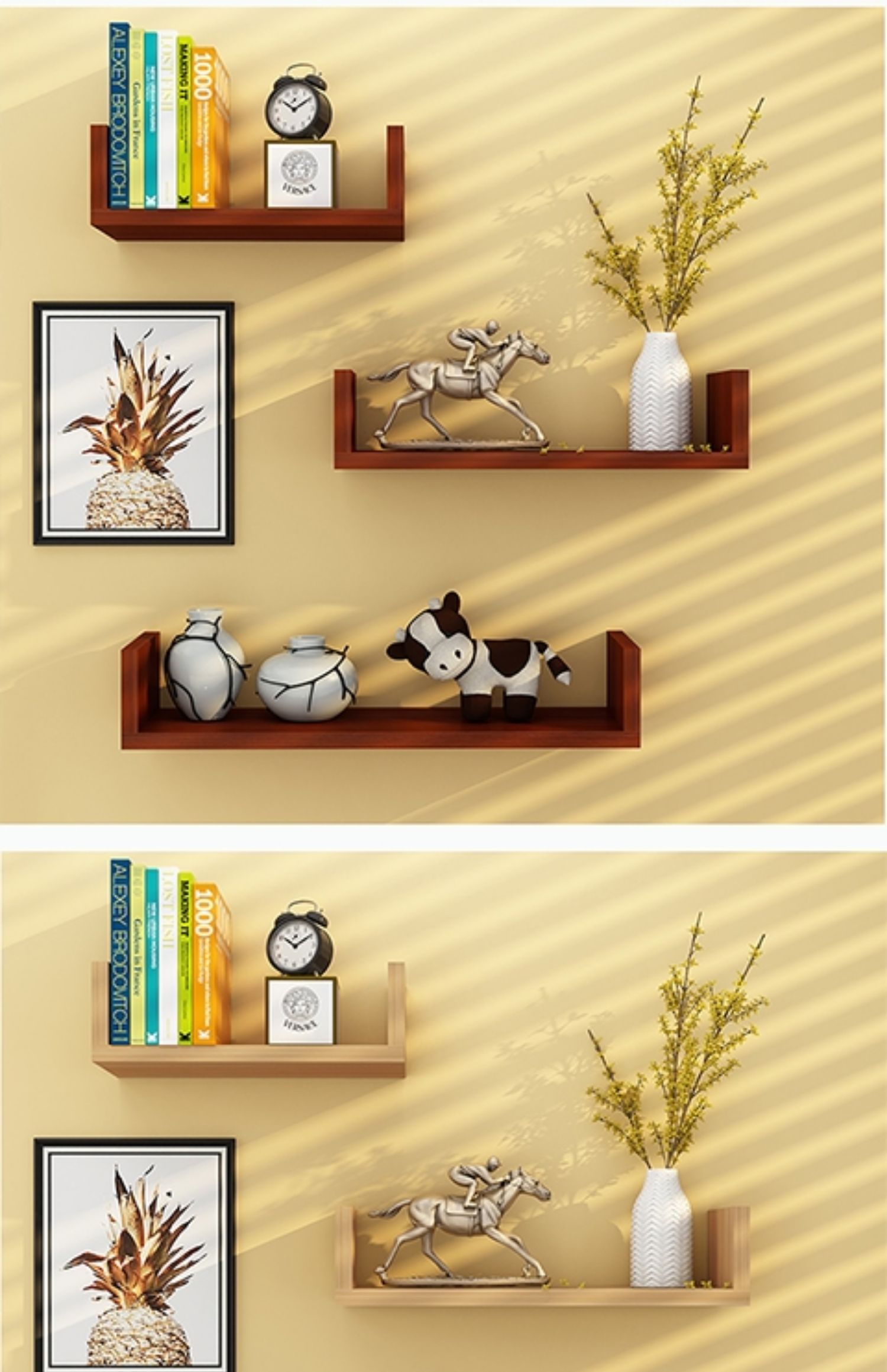 Kệ treo tường phòng khách Khung trang trí kệ treo tường sáng tạo vách ngăn phòng ngủ đơn giản kệ tường đấm miễn phí - Kệ kệ sách 5 tầng
