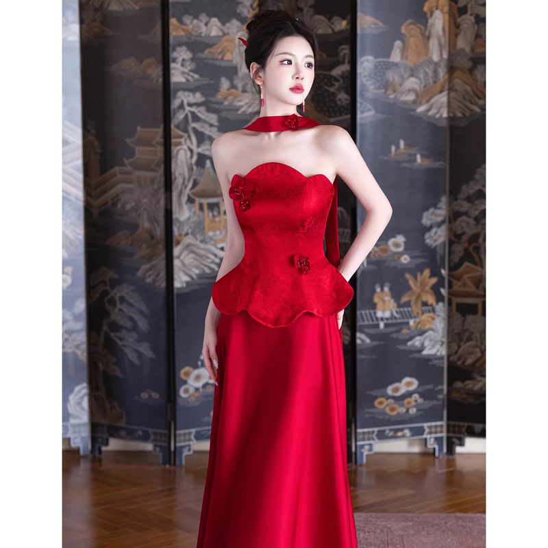 New Chinese-Style Bridal Robe for Women, High-End Texture, Light Luxury, Trendy in 2026, Wedding Toast Dress, Summer Elegant and Grand