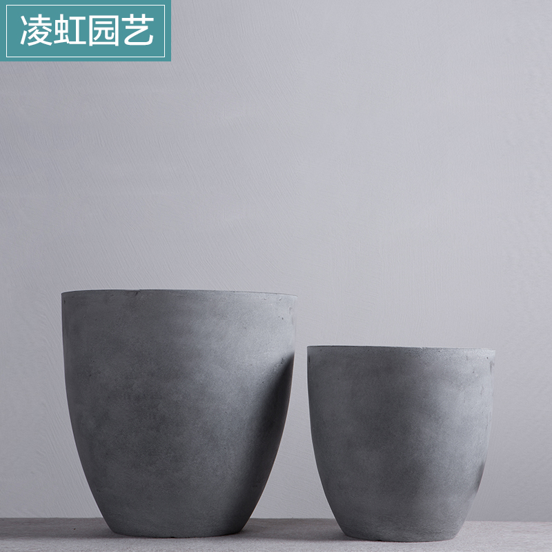Cement flower pot Cement basin water tank type flower pot European simple modern flower pot Hotel garden magnesia mud flower pot