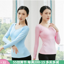 New V-collar dance practice sweatshirt female adult artistes long sleeve body base training clothing modern ballet blouses