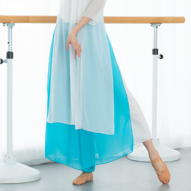 New Chinese style side slit chiffon skirt elegant wide-leg pants modern classical dance practice performance clothing women
