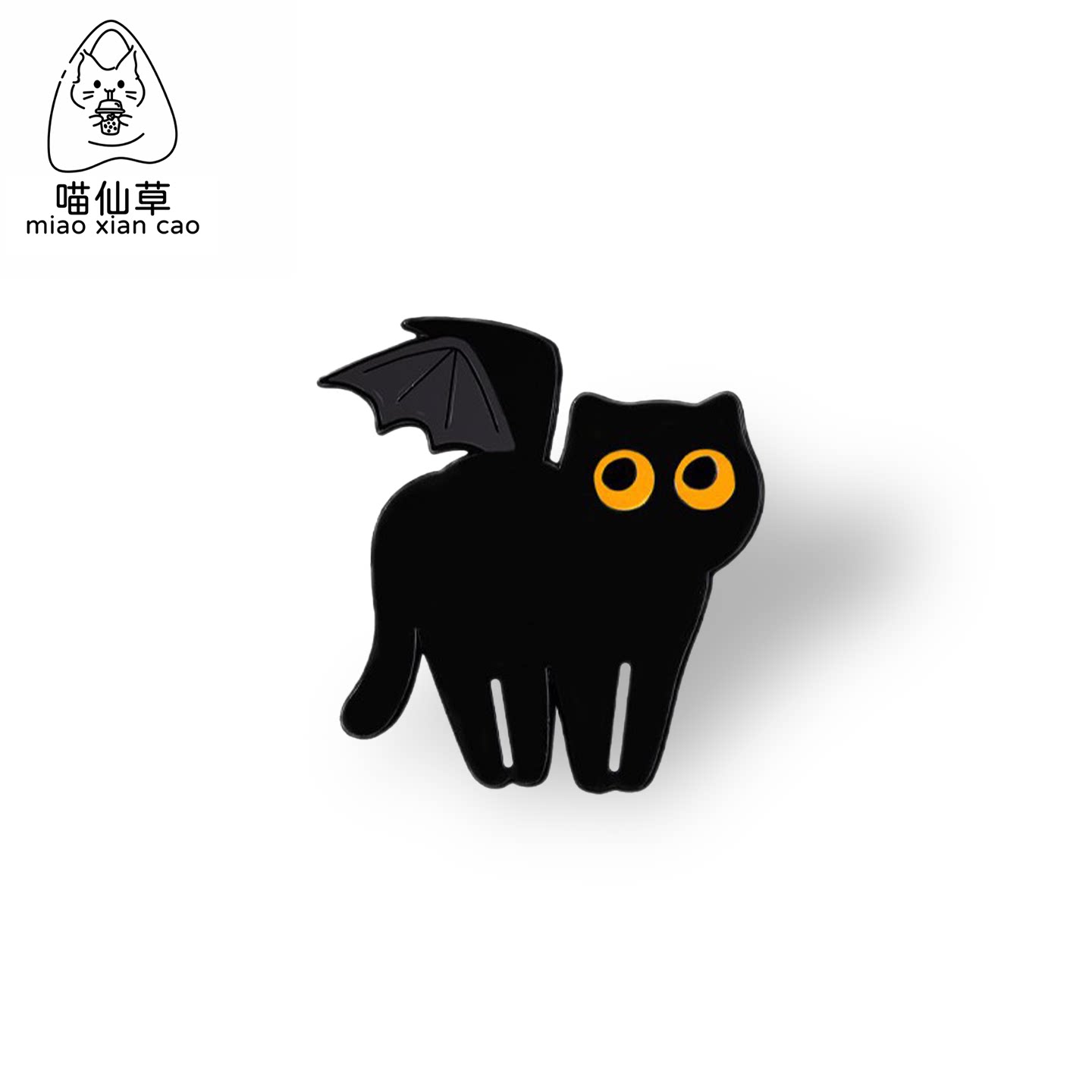 Black winged kitten metal badge brooch pin Halloween bat cat badge quirky and fun decoration