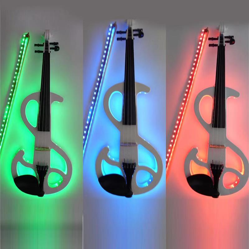 Beginners electronic electro-acoustic real pull test violin light-emitting props wedding stage performance crystal transparent
