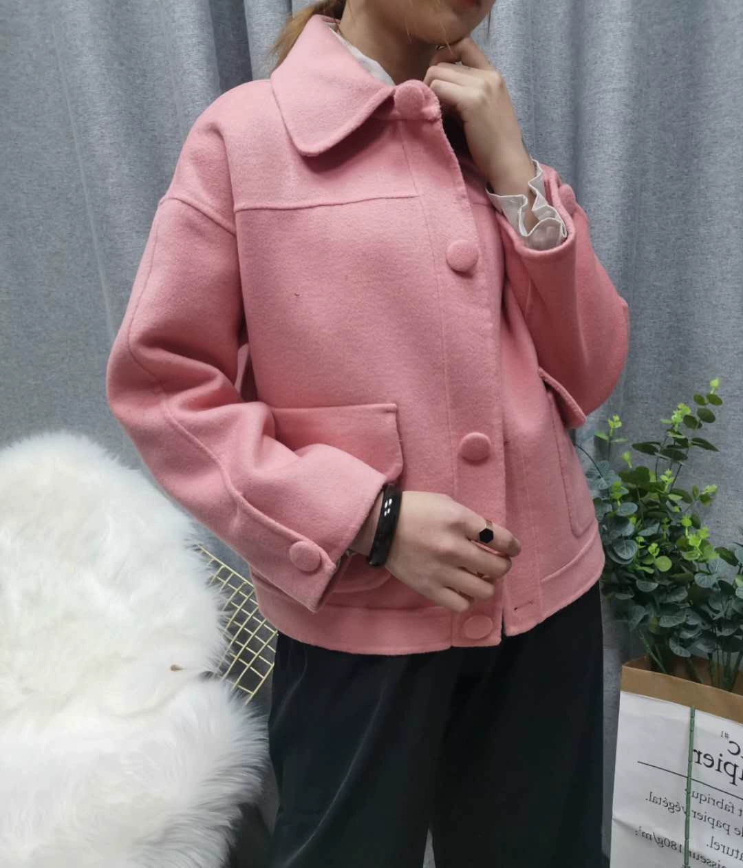 Mùa xuân và mùa thu mới 2020 phong cách Hàn Quốc ngắn hai mặt len ​​áo khoác cashmere áo khoác nữ - Áo Hàn Quốc