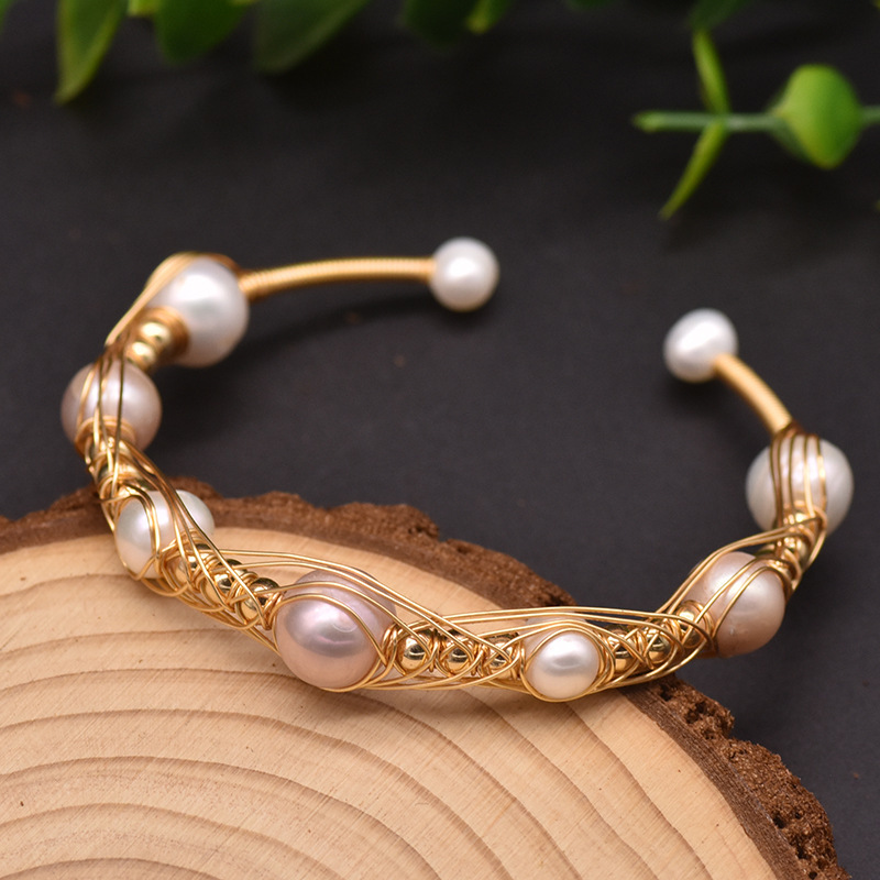 Natural Freshwater Pearl Bracelet, Summer Retro Bracelet, Niche High-End Jewelry, Handmade Electroplated Jewelry for Women
