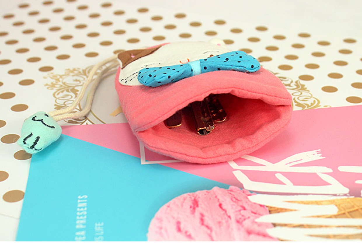 QQ mèo sáng tạo cotton thủ công vải rút đai túi túi Hàn Quốc phụ nữ dễ thương phim hoạt hình xe chìa khóa - Trường hợp chính ví móc chìa khóa nữ
