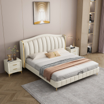 Light luxury leather bed modern minimalist new white high-end storage soft bag 1 5m1 8m master bedroom double wedding bed