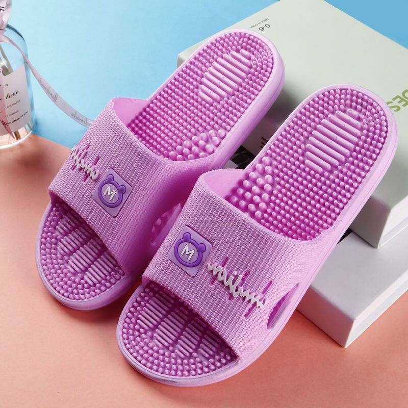 Slippers Men's Home Summer Indoor Anti-Slip Bathroom Home Soft Bottom Dressing Room Bath Massage Cool Slippers Female Summer