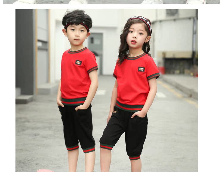 Đồng phục học sinh phù hợp với quần áo mùa hè mẫu giáo quần áo mùa hè tiểu học phục vụ lớp thể thao tay ngắn - Đồng phục trường học / tùy chỉnh thực hiện váy đầm trẻ em 13 tuổi