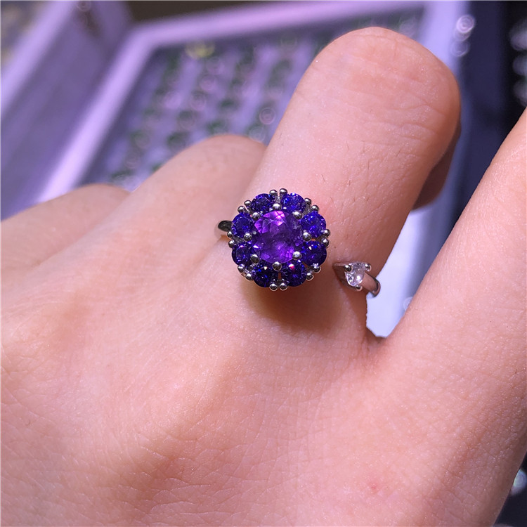 Natural amethyst rotatable ring turn ring special price Y1014