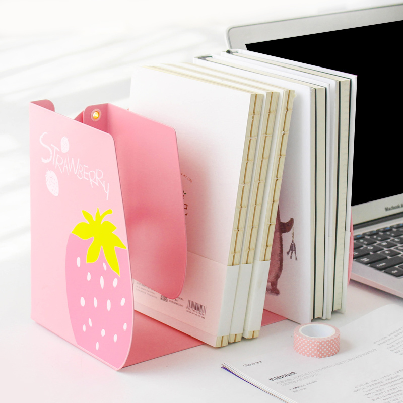 Han Cute Creative Cartoon Telescopic Bookshelves Bookcase Book Shield Thickened folding bookstand Three-bar large number of students