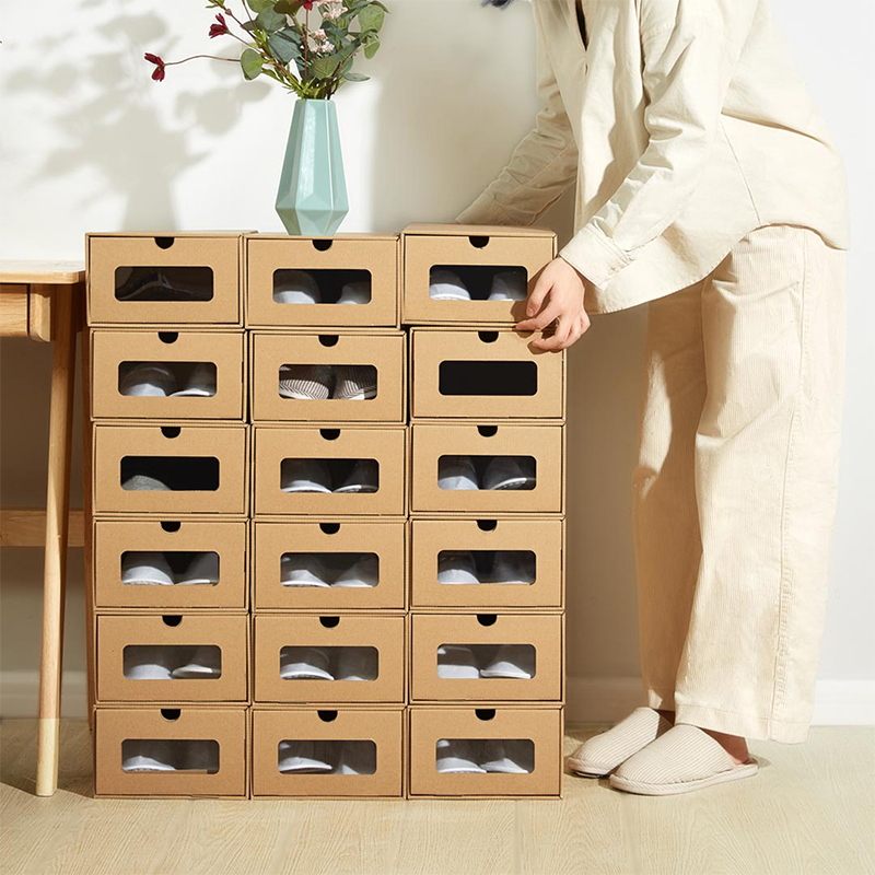 Full-grade drawer-type paper box carton contains artifacts houseCarton carton shoes shoes shoes and shoes high heels transparent