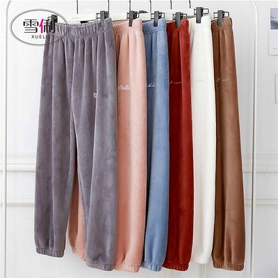 【雪俐】秋冬季珊瑚绒暖裤加厚睡裤