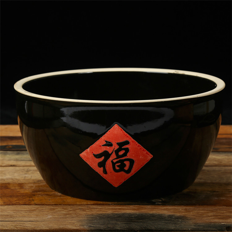 Thickened Fu word tank rice tank water tank characteristic leisure farm traditional creative soil ceramic vegetable tank sweet wine bowl soup bowl
