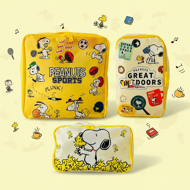 Japanese-Style Cartoon Snoopy Storage Bag, Large Capacity, Cute Girly Travel Packing Bag, Three-Piece Set for Clothing Storage