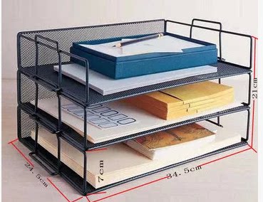 Metal data rack Storage shelf File rack File bar File plate iron mesh one-layer file rack A4