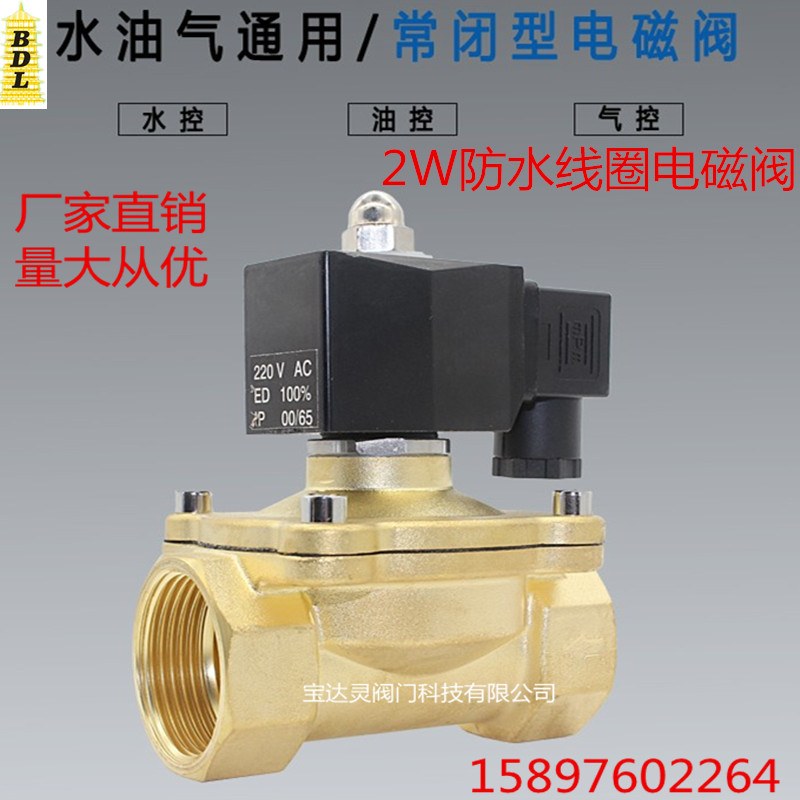 2W-500-50 all copper waterproof coil solenoid valve DN50 two-inch outdoor waterproof anti-fog solenoid valve water valve