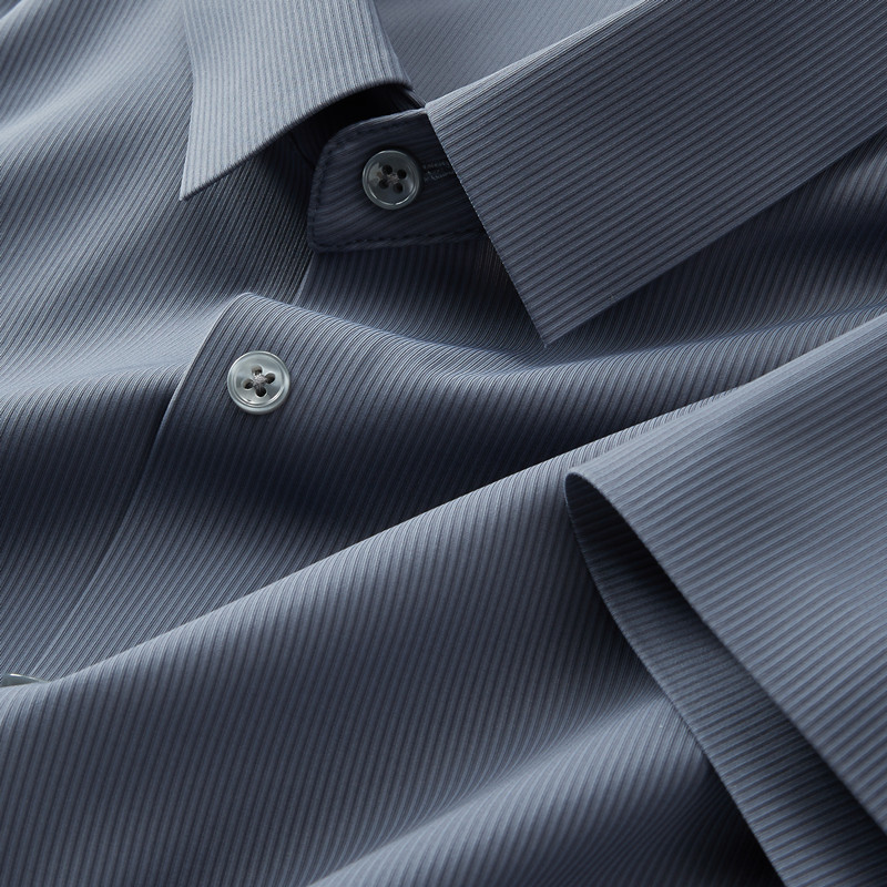 High-End Elastic Seamless Ice Silk Shirt for Men, Short-Sleeved, Summer and Autumn, No-Iron, Anti-Wrinkle, Long-Sleeved Shirt, Business Casual