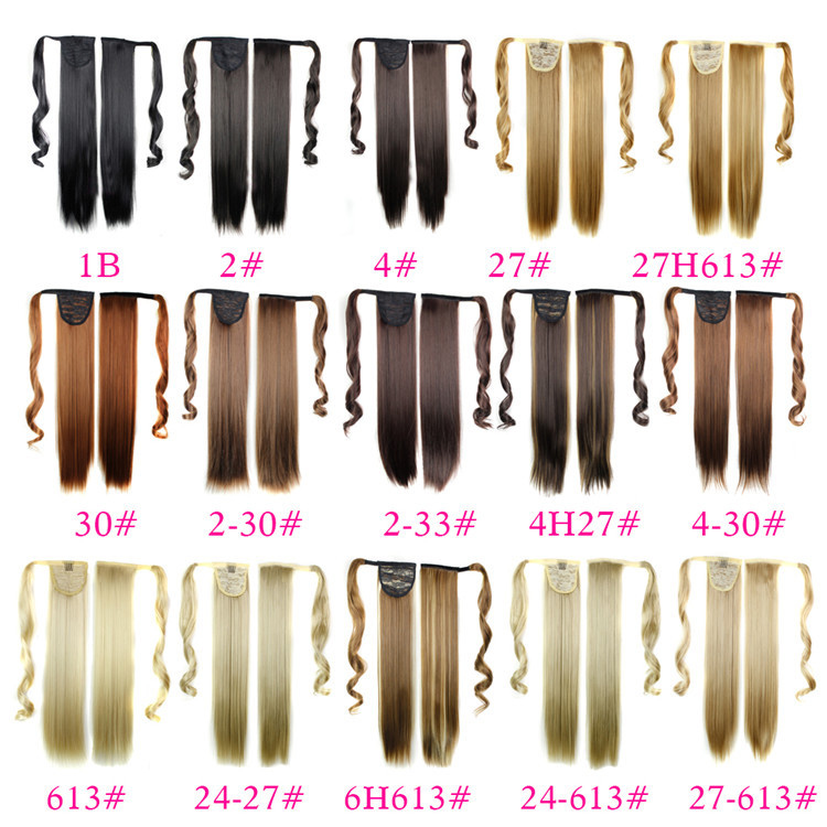 clip in ponytail hair Synthetic Hair Extensions is bound with horse tail