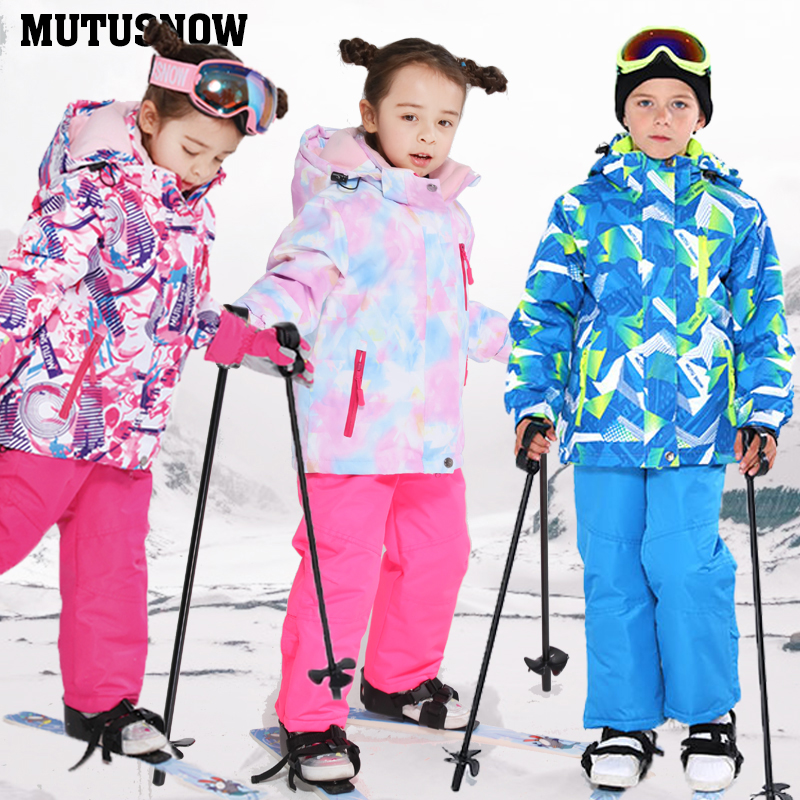 MUTUSNOW Special Price Kids Ski Wear Size Boys and Girls Set Waterproof Windproof Breathable Warm Jacket Pants