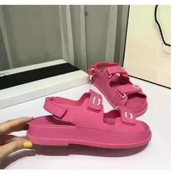 Rose2021 summer new pattern C family Little fragrance Velcro Fish mouth Sandals Internet celebrity Totems lattice Flat bottom Jelly color Women's Shoes