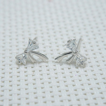 s925 sterling silver butterfly earrings female Korean version of simple temperament bow sweet earrings Net red ear ornaments