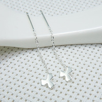 Simple S925 sterling silver ear thread Japanese and Korean hipster Clover EAR thread sweet flower earring female ear ornaments