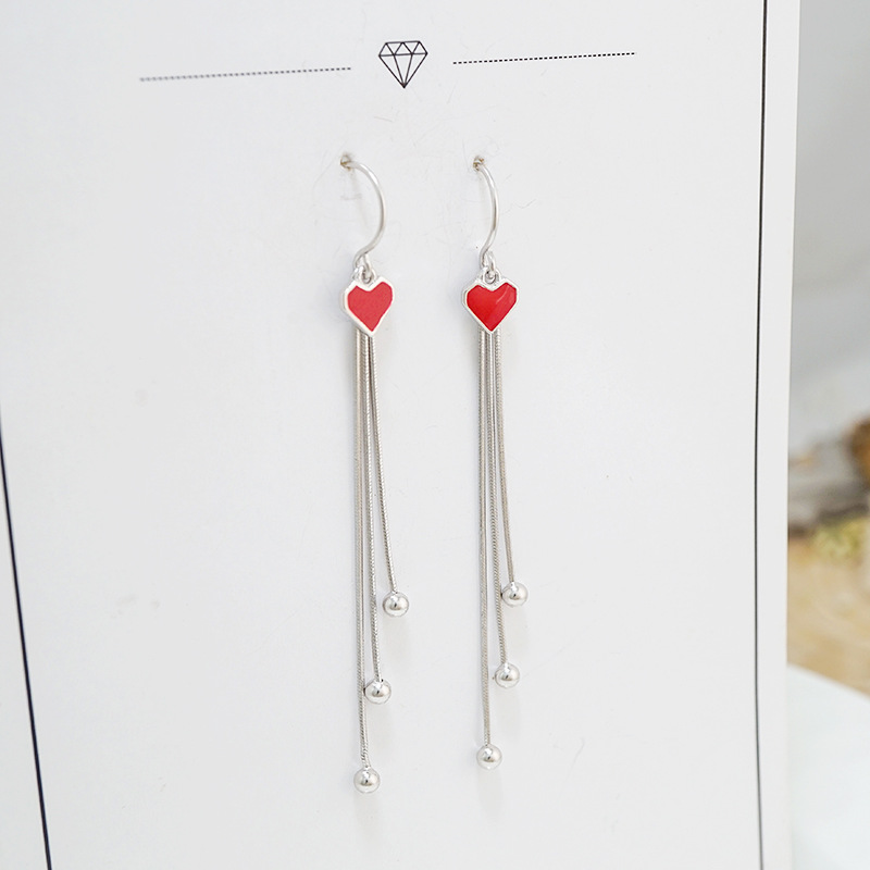 Pure Silver Earrings Woman Long Version Love Temperament Net Red 2020 New Tide Korea Fashion Silver Needle Streaming Suear Ornaments