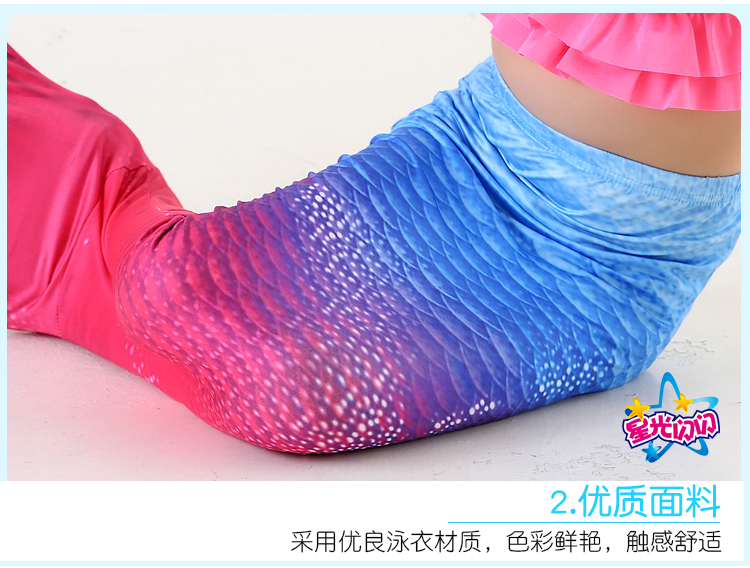 Trẻ em của nàng tiên cá áo tắm cô gái nàng tiên cá đuôi cô gái mermaid costume swimwear ba mảnh phù hợp với mắt cá chân