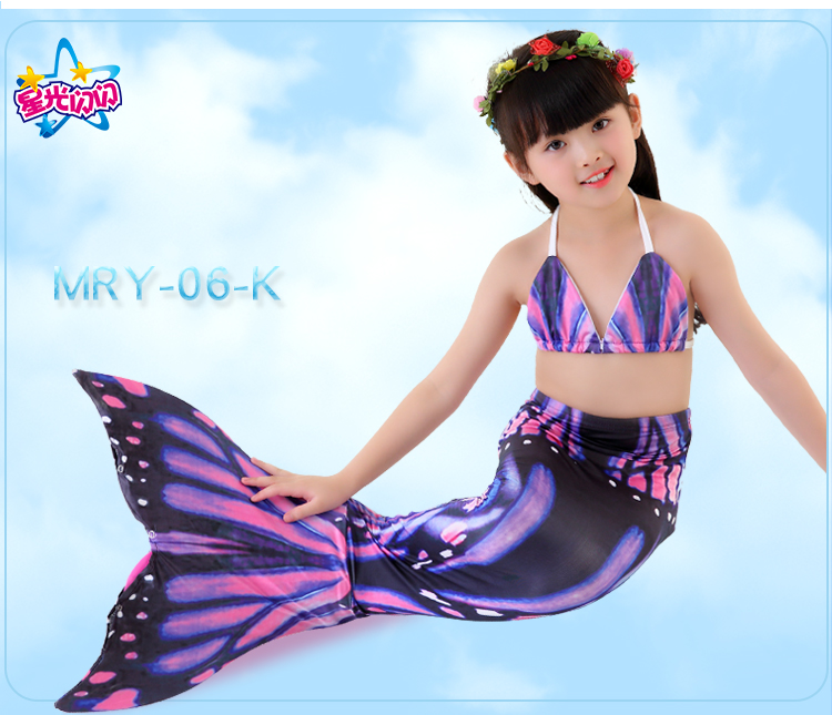 Trẻ em của nàng tiên cá áo tắm cô gái nàng tiên cá đuôi cô gái mermaid costume swimwear ba mảnh phù hợp với mắt cá chân