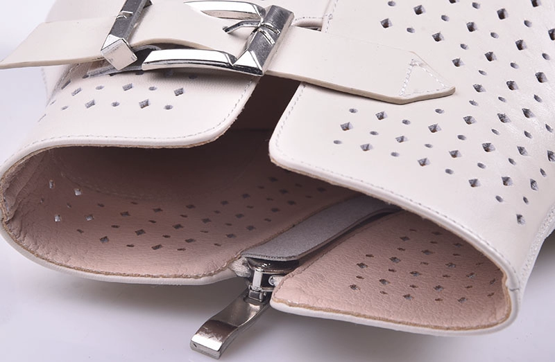 Cowhide 2020 mới giày cao gót rỗng đế dày bằng da đến mắt cá chân giày nữ xỏ ngón chân tròn giày nữ 9600 - Kính khung