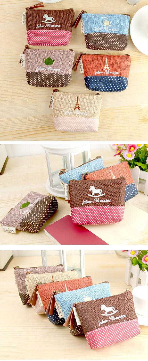 Hàn Quốc sáng tạo dễ thương cotton và ví tiền xu ví lưu trữ túi nhỏ tươi vải nhỏ đồng xu túi nữ ví nhỏ ví cầm tay nữ mini