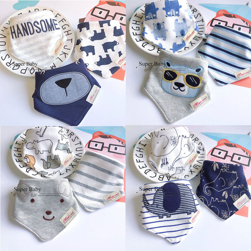 3 packs of spring, autumn and winter infant cotton saliva towel baby cotton bib children dinosaur bib triangle scarf