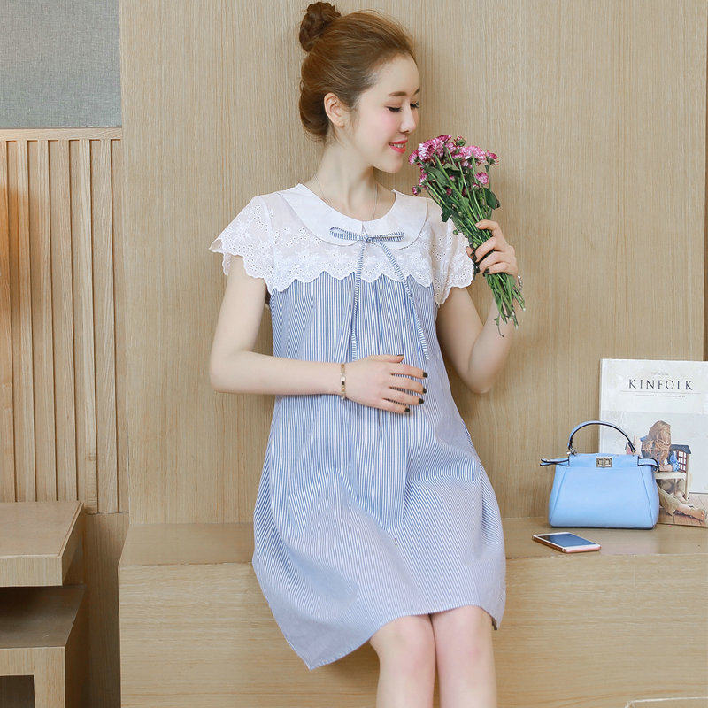 Maternity summer dress 2022 new dress summer fashion top loose large size short-sleeved summer skirt thin section women