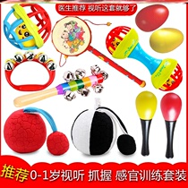 Baby gripping training small toy newborn boy girls hand grabbing ball and getting to know baby rhythm stick sandbell 