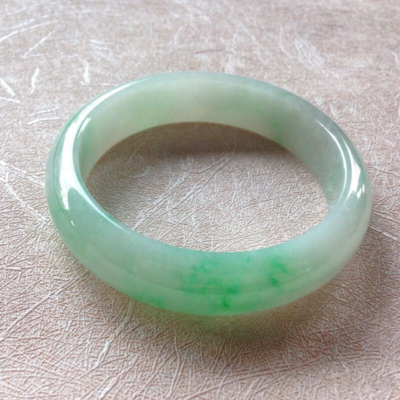 Natural Genuine Burmese Jadeite High-End Jade Bracelet, Light Green and Fruit Green with Floral Patterns, Bargain Jade Bracelet for Women
