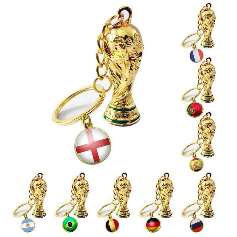 Tiktok Trending Football Souvenir Keychain Trophy World Cup Pendant Keyring Car Keychain Fifa Cup