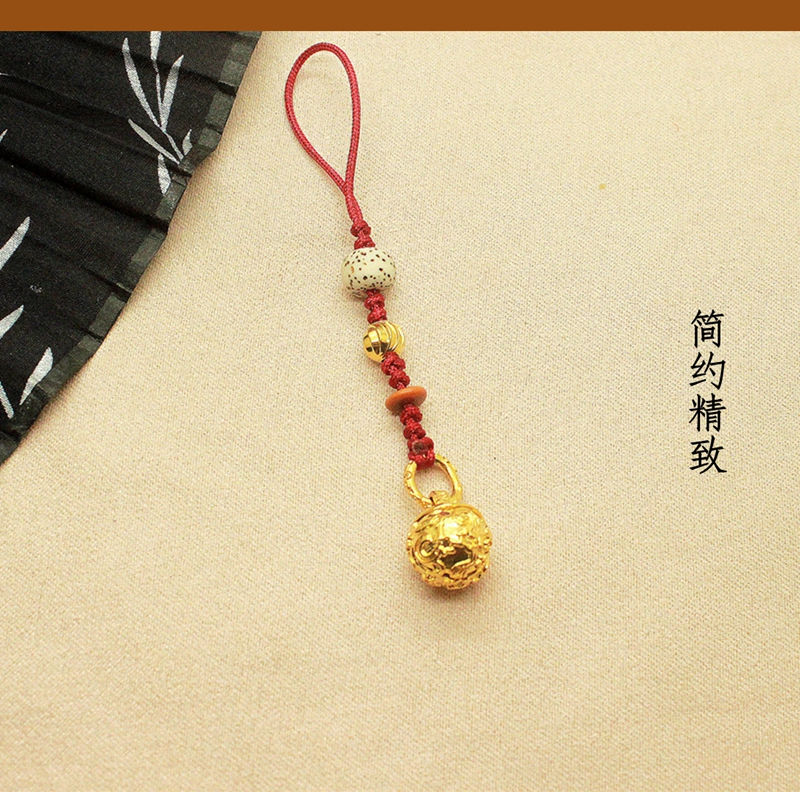 Sáng tạo cá tính phong cách Trung Quốc chuỗi điện thoại di động mặt dây chuyền chuông nhỏ cổ gió mặt dây chuyền nữ dễ thương túi nam treo trailer treo - Phụ kiện điện thoại di động ốp lưng redmi 9t