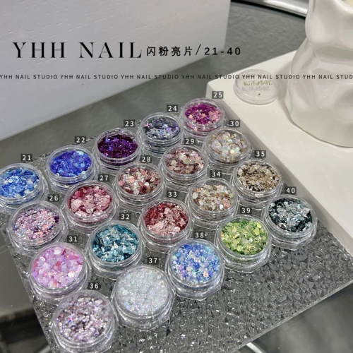 Многоцветные качественные блестки для ногтей для маникюра, 40 оттенок